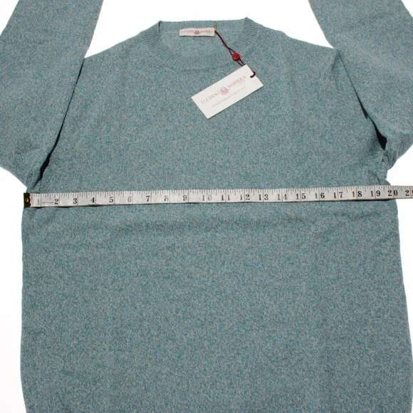 Luciano Barbera NWT Crew Neck Sweater Size 50 (US M) in Blue Cotton & Linen